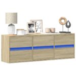 vidaXL TV nástenná skrinka s LED svetlami dub sonoma 130x31x45 cm