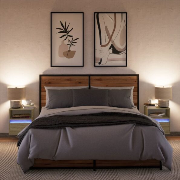 vidaXL TV nástenné skrinky s LED svetlami 2 ks dub sonoma 41x31x45 cm – Obrázok 5