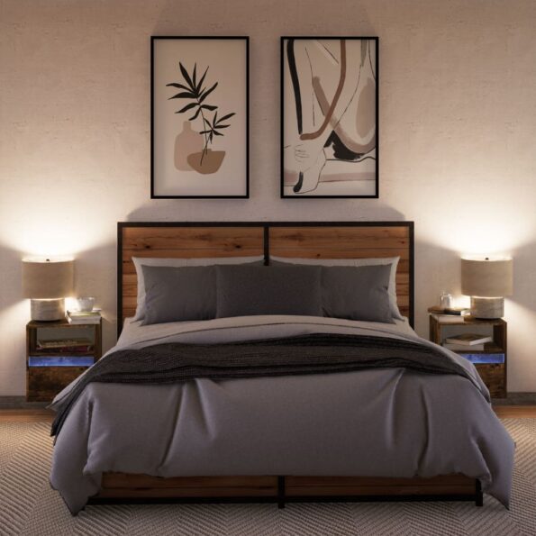 vidaXL TV nástenné skrinky s LED svetlami 2 ks dymový dub 41x31x45 cm – Obrázok 5