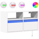 vidaXL TV nástenná skrinka s LED svetlami biela 80x31x45 cm – Obrázok 2