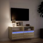 vidaXL TV nástenná skrinka s LED svetlami dub sonoma 100x31x45 cm – Obrázok 5