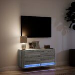 vidaXL TV nástenná skrinka s LED svetlami sivá sonoma 80x31x38 cm – Obrázok 5