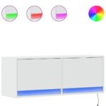 vidaXL TV nástenná skrinka s LED svetlami biela 100x31x38 cm – Obrázok 2