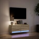 vidaXL TV nástenná skrinka s LED svetlami dub sonoma 100x31x38 cm – Obrázok 5