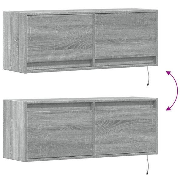 vidaXL TV nástenná skrinka s LED svetlami sivá sonoma 100x31x38 cm – Obrázok 10