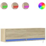 vidaXL TV nástenná skrinka s LED svetlami dub sonoma 140x31x38 cm – Obrázok 2