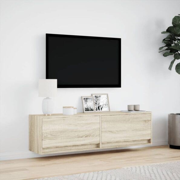 vidaXL TV nástenná skrinka s LED svetlami dub sonoma 140x31x38 cm – Obrázok 4