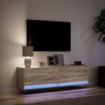 vidaXL TV nástenná skrinka s LED svetlami dub sonoma 140x31x38 cm – Obrázok 5