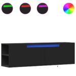 vidaXL TV nástenná skrinka s LED svetlami čierna 135x31x39,5 cm – Obrázok 2