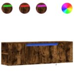 vidaXL TV nástenná skrinka s LED svetlami dymový dub 135x31x39,5 cm – Obrázok 2