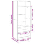 vidaXL Šatník betónovo sivý 80x50x200 cm kompozitné drevo – Obrázok 9