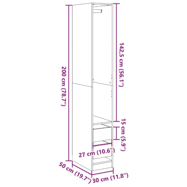 vidaXL Šatník sivý sonoma 30x50x200 cm kompozitné drevo – Obrázok 10