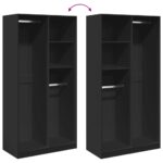 vidaXL Šatník, čierny 100x50x200 cm, kompozitné drevo – Obrázok 7