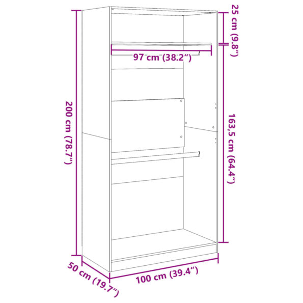 vidaXL Šatník staré drevo 100x50x200 cm kompozitné drevo – Obrázok 9