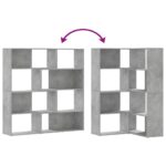 vidaXL Rohová knižnica 4 police betónovosivá 85x85x140 cm kompoz.drevo – Obrázok 7