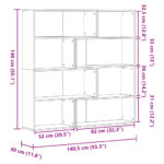 vidaXL Rohová knižnica 4 police betónovosivá 85x85x140 cm kompoz.drevo – Obrázok 10