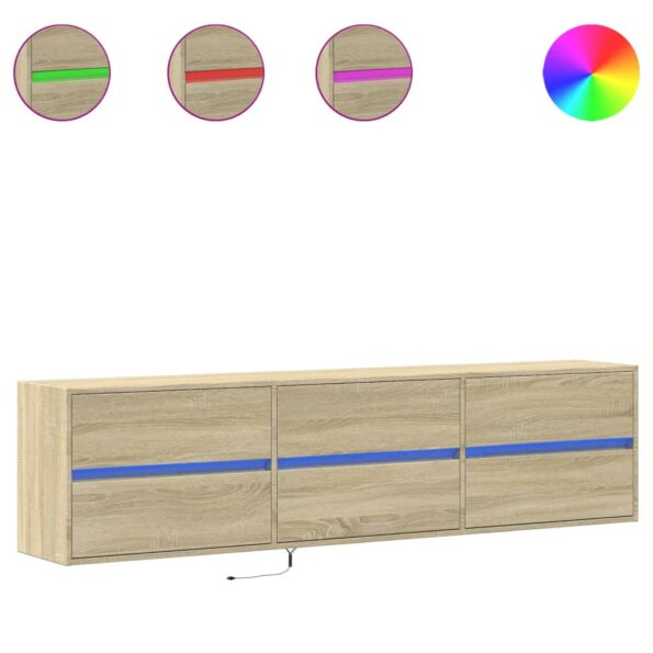 vidaXL TV nástenná skrinka s LED svetlami dub sonoma 180x31x45 cm – Obrázok 2