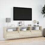 vidaXL TV nástenná skrinka s LED svetlami dub sonoma 180x31x45 cm – Obrázok 4