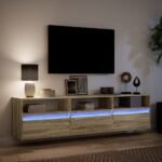 vidaXL TV nástenná skrinka s LED svetlami dub sonoma 180x31x45 cm – Obrázok 5
