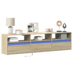 vidaXL TV nástenná skrinka s LED svetlami dub sonoma 180x31x45 cm