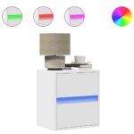 vidaXL Nástenné nočné skrinky s LED osvetlením 2 ks biele – Obrázok 2