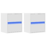 vidaXL Nástenné nočné skrinky s LED osvetlením 2 ks biele – Obrázok 5