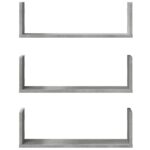 vidaXL Nástenné police 3ks, betónovo sivé 58x18x18cm, kompozitné drevo – Obrázok 4