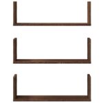 vidaXL Nástenné police 3 ks, hnedý dub 58x18x18 cm, kompozitné drevo – Obrázok 4