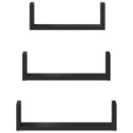 vidaXL Nástenné police 3 ks čierne kompozitné drevo – Obrázok 4