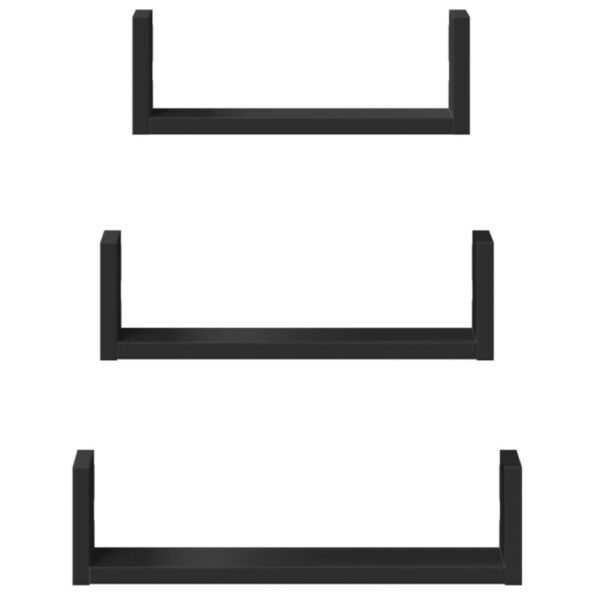 vidaXL Nástenné police 3 ks čierne kompozitné drevo – Obrázok 4