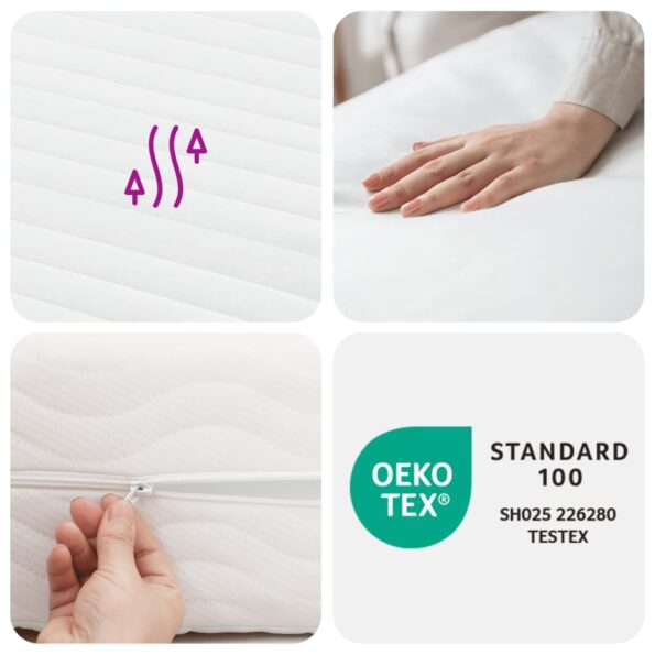vidaXL Penový matrac biely 120x210 cm tvrdosť H2 H3 – Obrázok 8