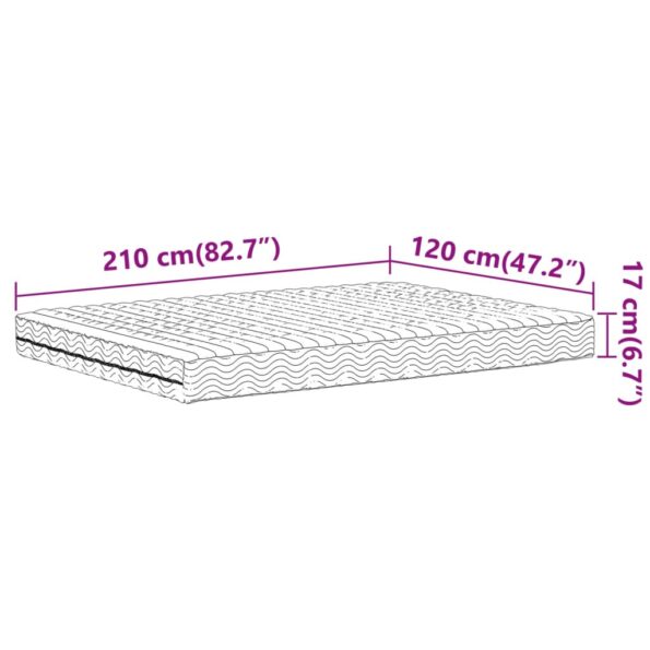 vidaXL Penový matrac biely 120x210 cm tvrdosť H2 H3 – Obrázok 9