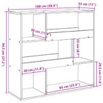 vidaXL Knižnica/deliaca stena sivá sonoma 100x33x94,5 cm – Obrázok 9