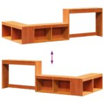 vidaXL Nočný stolík s písacím stolom, hnedý 222x107x75 cm, borovica – Obrázok 7