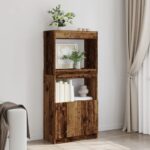 vidaXL Vysoká skrinka staré drevo 63x33x140 cm kompozitné drevo – Obrázok 3
