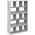 vidaXL Knižnica betónová sivá 100x33x156,5 cm kompozitné drevo – Obrázok 2