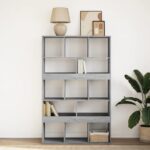 vidaXL Knižnica betónová sivá 100x33x156,5 cm kompozitné drevo – Obrázok 3