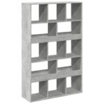 vidaXL Knižnica betónová sivá 100x33x156,5 cm kompozitné drevo – Obrázok 6