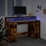 vidaXL Stôl s LED svetlami dymový dub 140x55x91 cm kompozitné drevo – Obrázok 5