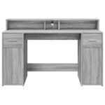 vidaXL Stôl s LED svetlami sivá sonoma 140x55x91 cm kompozitné drevo – Obrázok 6