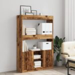 vidaXL Vysoká skrinka staré drevo 92x33x140 cm kompozitné drevo – Obrázok 3