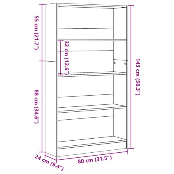 vidaXL Knižnica hnedý dub 80x24x143 cm kompozitné drevo – Obrázok 9