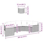 vidaXL Záhradná pohovka stolík a podložky polkruhová béžová polyratan – Obrázok 9