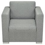 vidaXL Kreslo, svetlosivé, látka – Obrázok 3