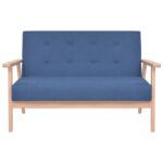 vidaXL Súprava pohoviek, 3 kusy, látková, modrá – Obrázok 6