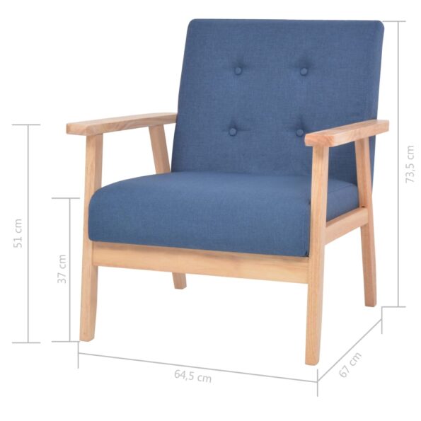 vidaXL 3-dielna sedacia súprava modrá látková – Obrázok 12