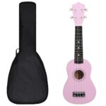 vidaXL Sopránové ukulele s taškou pre deti ružové 21"