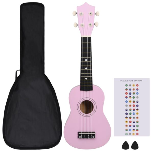 vidaXL Sopránové ukulele s taškou pre deti ružové 21" – Obrázok 2