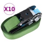vidaXL Upínacie popruhy s račňou 10 ks 800 daN 6 m zelené – Obrázok 2