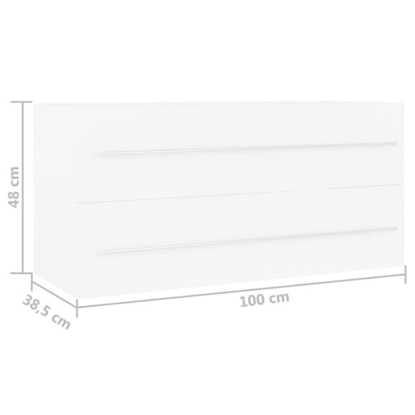 vidaXL Skrinka pod umývadlo, biela 100x38,5x48 cm, kompozitné drevo – Obrázok 7